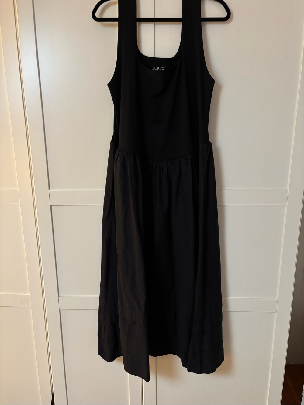 J. Crew Black Sleeveless Midi Dropwaist Dress